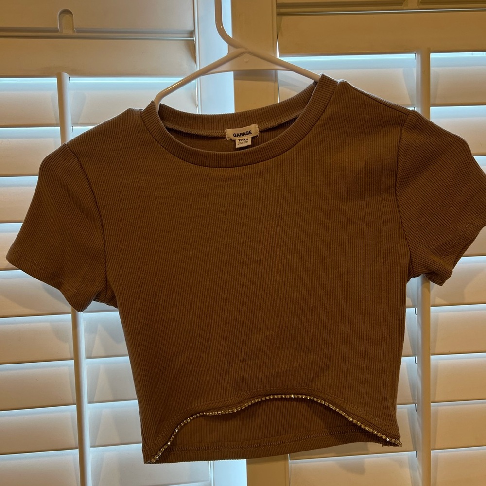 Brown Crop Top T-Shirt